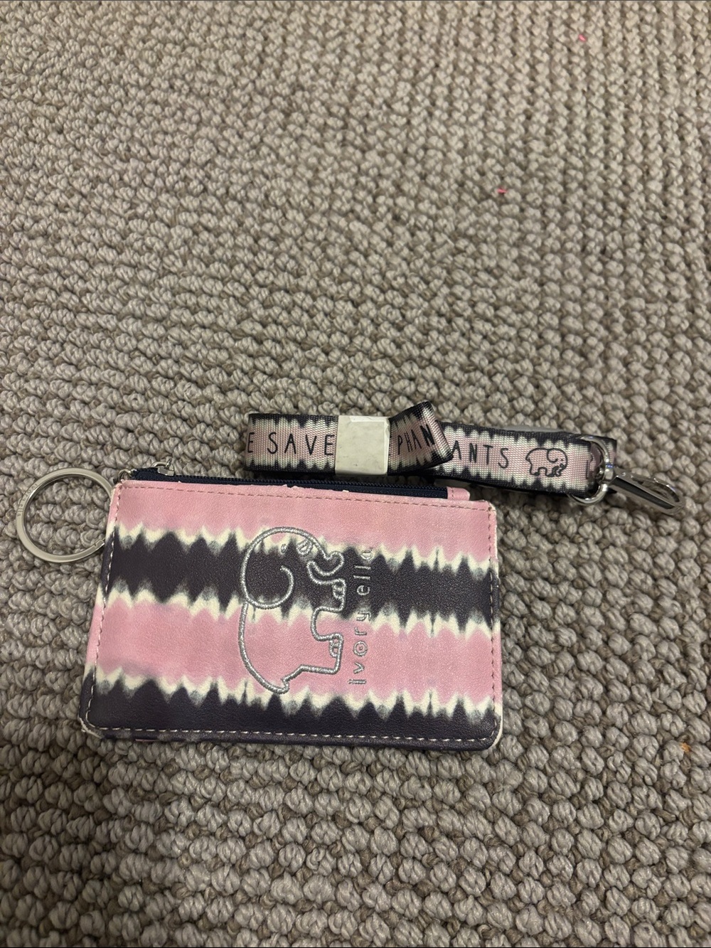 ivory ella Pink & Black Tie-Dye Card Holder with Matching Lanyard